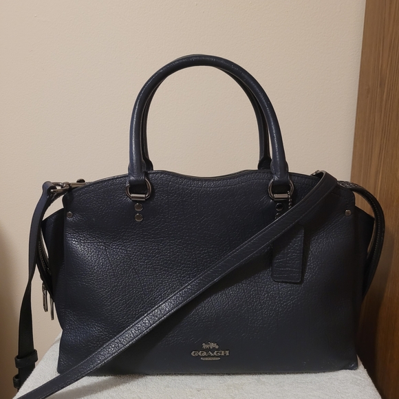 Coach Navy Leather Satchel Bag - Picture 5 of 13